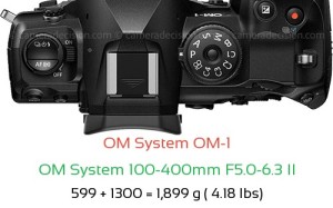 OM System OM-1 with OM System 100-400mm F5.0-6.3 II Lens Size