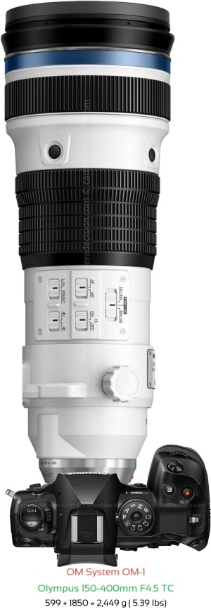 OM System OM-1 with Olympus 150-400mm F4.5 TC Lens Size