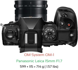 OM System OM-1 with Panasonic Leica 15mm F1.7 Lens Size