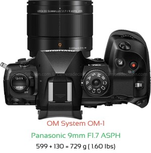 OM System OM-1 with Panasonic 9mm F1.7 ASPH Lens Size