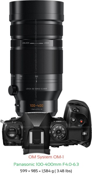 OM System OM-1 with Panasonic 100-400mm F4.0-6.3 Lens Size