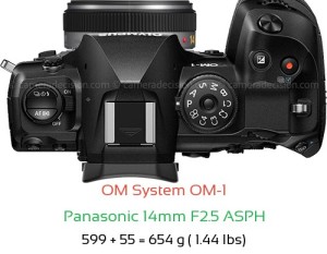 OM System OM-1 with Panasonic 14mm F2.5 ASPH Lens Size
