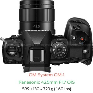 OM System OM-1 with Panasonic 42.5mm F1.7 OIS Lens Size