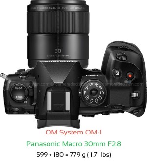 OM System OM-1 with Panasonic Macro 30mm F2.8 Lens Size