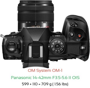 OM System OM-1 with Panasonic 14-42mm F3.5-5.6 II OIS Lens Size