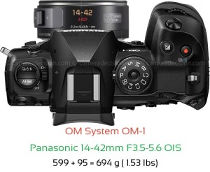 OM System OM-1 with Panasonic 14-42mm F3.5-5.6 OIS Lens Size