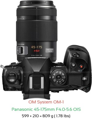 OM System OM-1 with Panasonic 45-175mm F4.0-5.6 OIS Lens Size