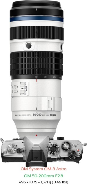OM System OM-3 Astro with OM 50-200mm F2.8 Lens Size