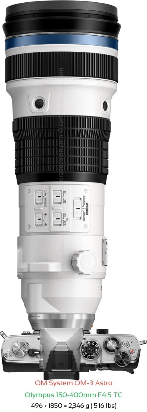 OM System OM-3 Astro with Olympus 150-400mm F4.5 TC Lens Size
