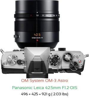 OM System OM-3 Astro with Panasonic Leica 42.5mm F1.2 OIS Lens Size