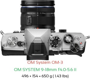 OM System OM-3 with OM SYSTEM 9-18mm f4.0-5.6 II Lens Size
