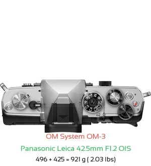 OM System OM-3 with Panasonic Leica 42.5mm F1.2 OIS Lens Size