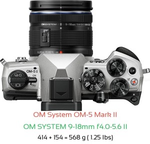 OM System OM-5 II with OM SYSTEM 9-18mm f4.0-5.6 II Lens Size