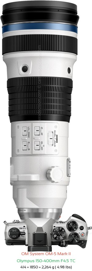 OM System OM-5 II with Olympus 150-400mm F4.5 TC Lens Size