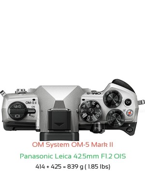OM System OM-5 II with Panasonic Leica 42.5mm F1.2 OIS Lens Size