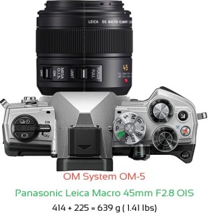 OM System OM-5 with Panasonic Leica Macro 45mm F2.8 OIS Lens Size