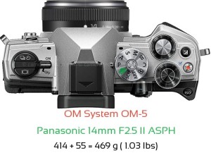 OM System OM-5 with Panasonic 14mm F2.5 II ASPH Lens Size