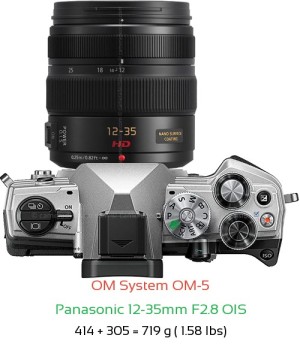 OM System OM-5 with Panasonic 12-35mm F2.8 OIS Lens Size