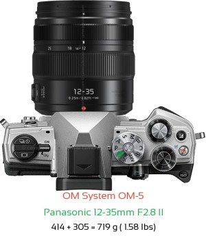 OM System OM-5 with Panasonic 12-35mm F2.8 II Lens Size