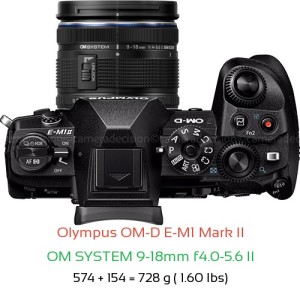 Olympus E-M1 II with OM SYSTEM 9-18mm f4.0-5.6 II Lens Size