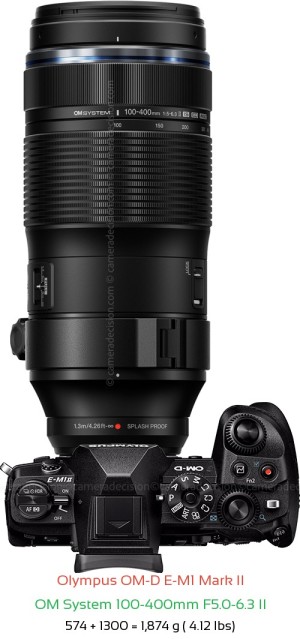 Olympus E-M1 II with OM System 100-400mm F5.0-6.3 II Lens Size