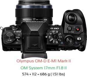 Olympus E-M1 II with OM System 17mm F1.8 II Lens Size