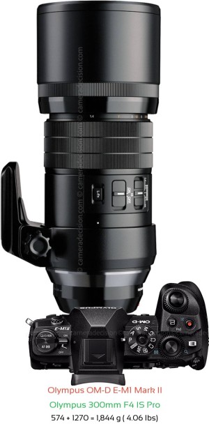Olympus E-M1 II with Olympus 300mm F4 IS Pro Lens Size