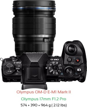 Olympus E-M1 II with Olympus 17mm F1.2 Pro Lens Size