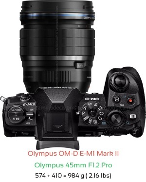 Olympus E-M1 II with Olympus 45mm F1.2 Pro Lens Size