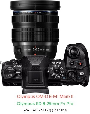 Olympus E-M1 II with Olympus ED 8-25mm F4 Pro Lens Size