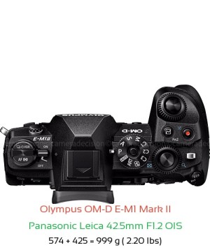 Olympus E-M1 II with Panasonic Leica 42.5mm F1.2 OIS Lens Size