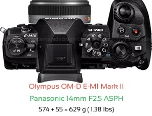 Olympus E-M1 II with Panasonic 14mm F2.5 ASPH Lens Size