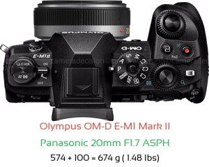 Olympus E-M1 II with Panasonic 20mm F1.7 ASPH Lens Size