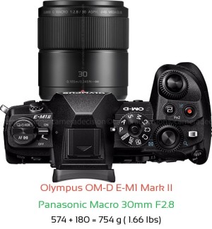 Olympus E-M1 II with Panasonic Macro 30mm F2.8 Lens Size