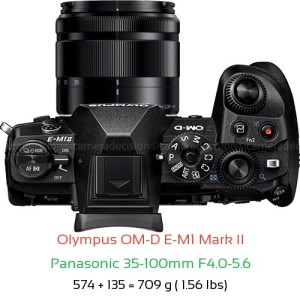 Olympus E-M1 II with Panasonic 35-100mm F4.0-5.6 Lens Size
