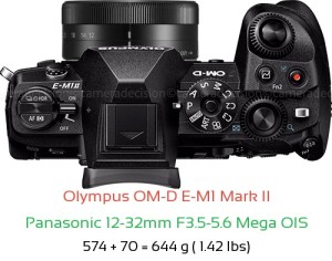 Olympus E-M1 II with Panasonic 12-32mm F3.5-5.6 Mega OIS Lens Size