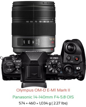 Olympus E-M1 II with Panasonic 14-140mm F4-5.8 OIS Lens Size