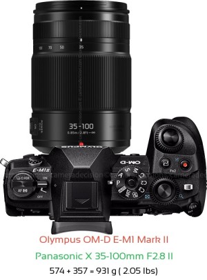 Olympus E-M1 II with Panasonic X 35-100mm F2.8 II Lens Size