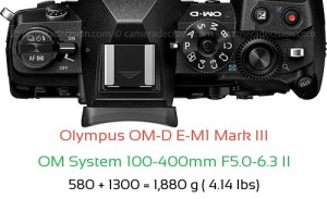 Olympus E-M1 III with OM System 100-400mm F5.0-6.3 II Lens Size