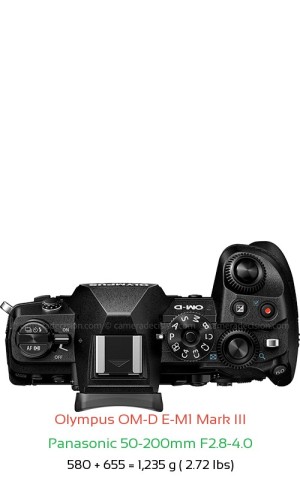 Olympus E-M1 III with Panasonic 50-200mm F2.8-4.0 Lens Size