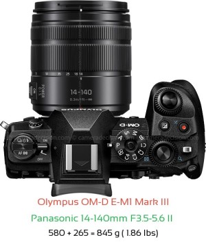 Olympus E-M1 III with Panasonic 14-140mm F3.5-5.6 II  Lens Size