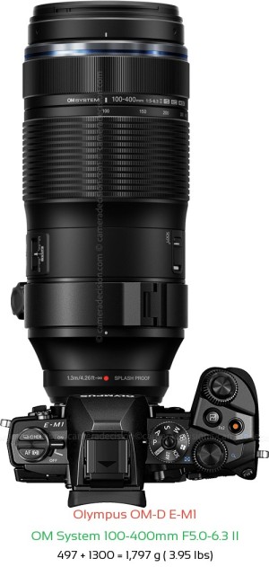 Olympus E-M1 with OM System 100-400mm F5.0-6.3 II Lens Size