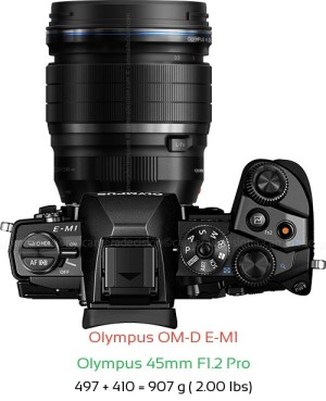 Olympus E-M1 with Olympus 45mm F1.2 Pro Lens Size