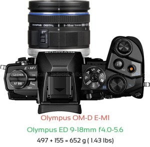 Olympus E-M1 with Olympus ED 9-18mm f4.0-5.6 Lens Size