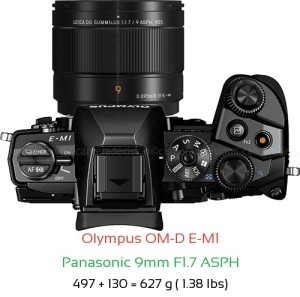 Olympus E-M1 with Panasonic 9mm F1.7 ASPH Lens Size