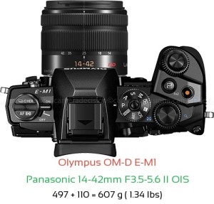Olympus E-M1 with Panasonic 14-42mm F3.5-5.6 II OIS Lens Size