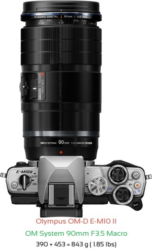 Olympus E-M10 II with OM System 90mm F3.5 Macro Lens Size