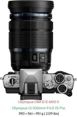 Olympus E-M10 II with Olympus 12-100mm F4.0 IS Pro Lens Size