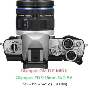 Olympus E-M10 II with Olympus ED 9-18mm f4.0-5.6 Lens Size