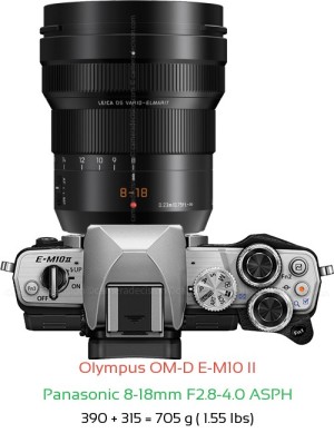 Olympus E-M10 II with Panasonic 8-18mm F2.8-4.0 ASPH Lens Size